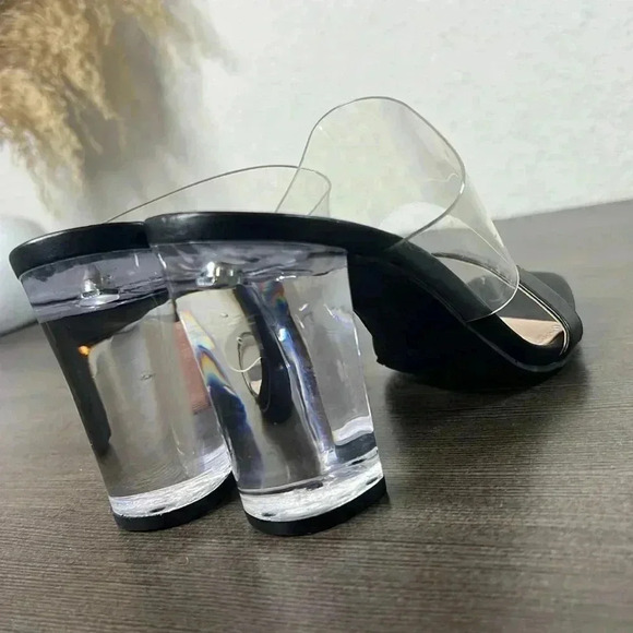 COPY - NEW -BP - Slide Sandal Naomi Black Clear Block Heel Womens - Picture 6 of 12